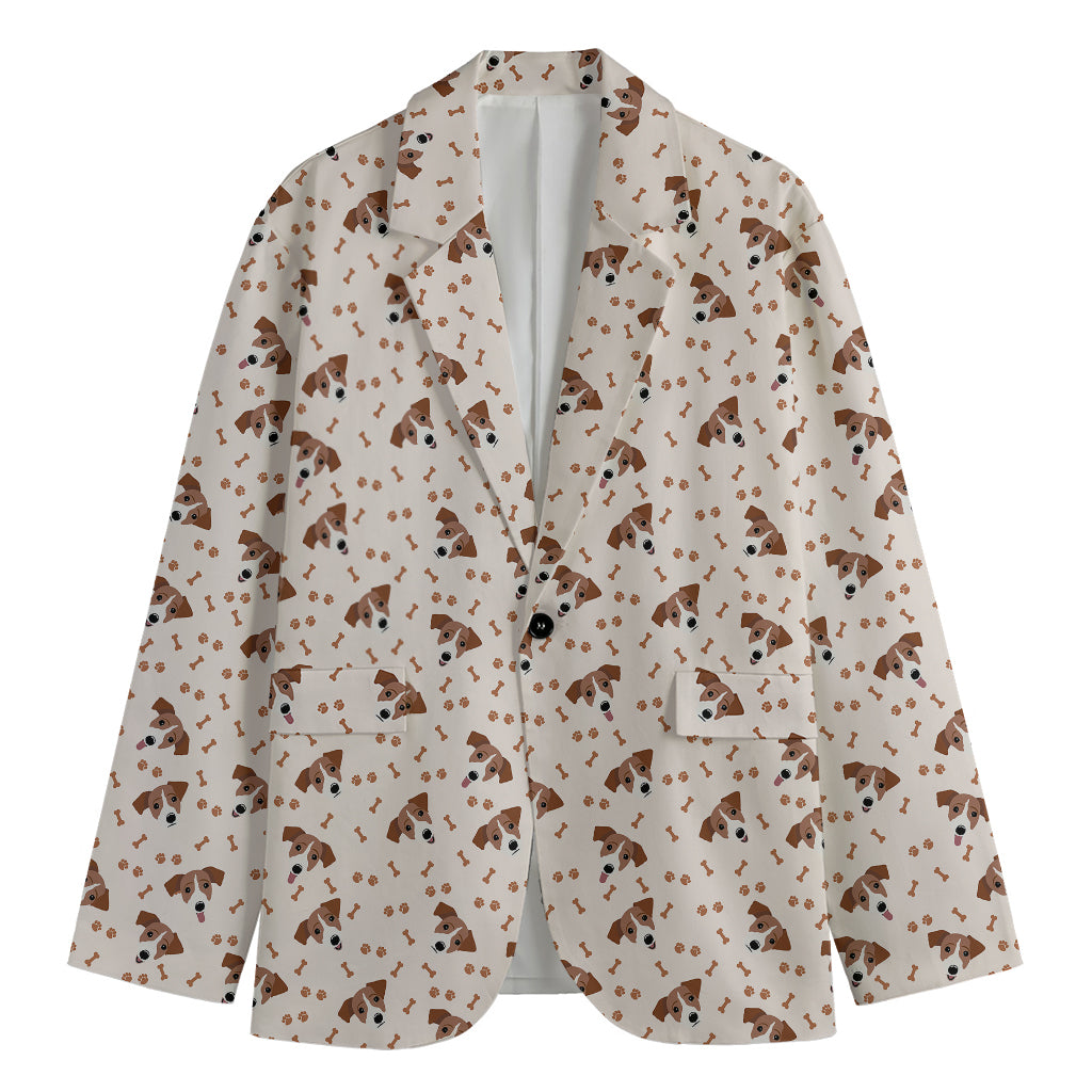 Jack Russell Terrier And Bone Print Men's Blazer