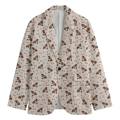 Jack Russell Terrier And Bone Print Men's Blazer