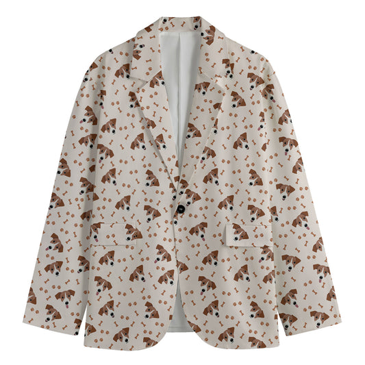 Jack Russell Terrier And Bone Print Men's Blazer