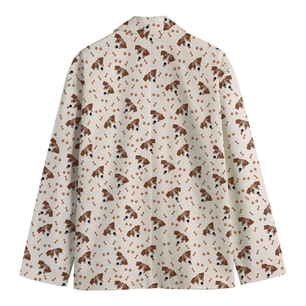 Jack Russell Terrier And Bone Print Men's Blazer