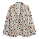 Jack Russell Terrier And Bone Print Men's Cotton Blazer