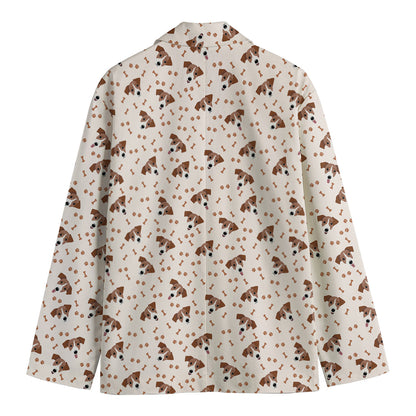 Jack Russell Terrier And Bone Print Men's Cotton Blazer