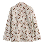 Jack Russell Terrier And Bone Print Men's Cotton Blazer