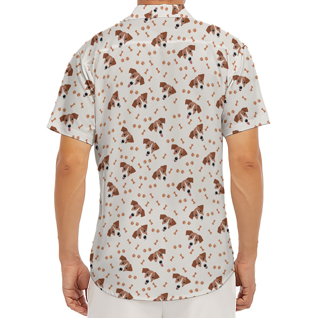 Jack Russell Terrier And Bone Print Men's Deep V-Neck Shirt