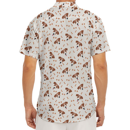 Jack Russell Terrier And Bone Print Men's Deep V-Neck Shirt