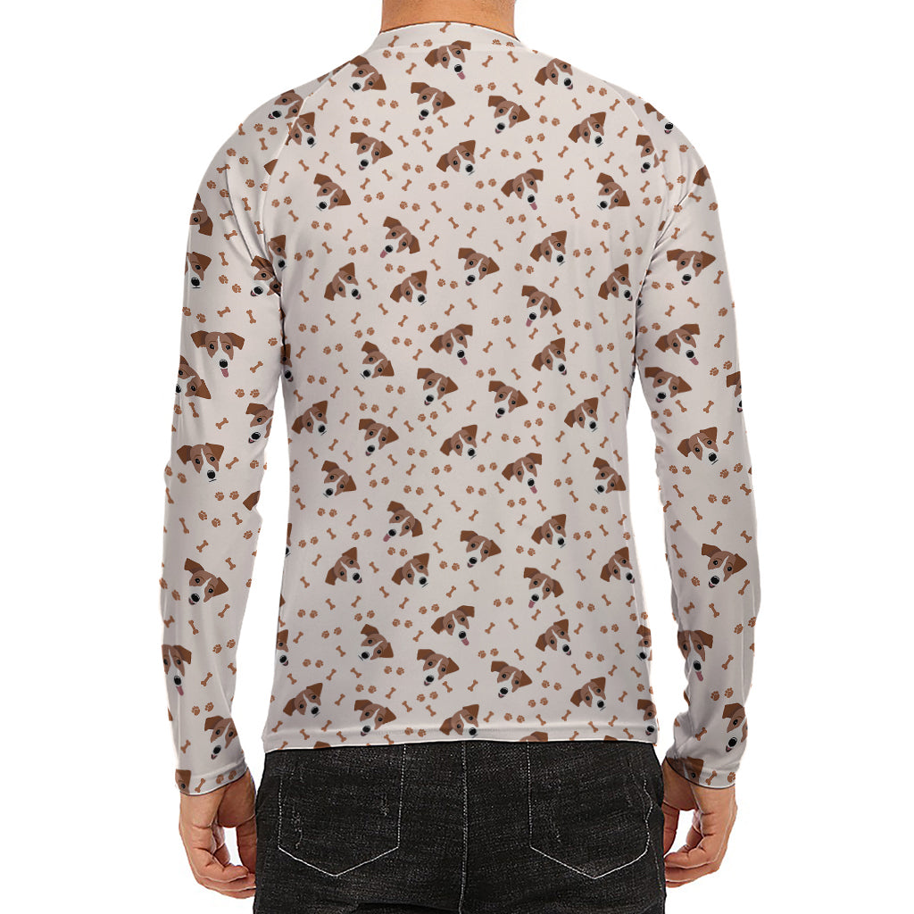Jack Russell Terrier And Bone Print Men's Long Sleeve Rash Guard