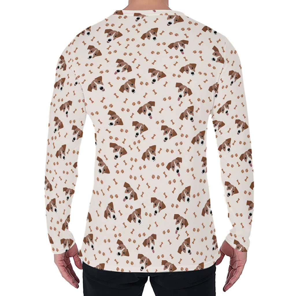 Jack Russell Terrier And Bone Print Men's Long Sleeve T-Shirt
