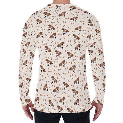 Jack Russell Terrier And Bone Print Men's Long Sleeve T-Shirt