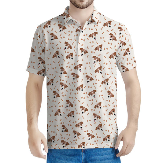Jack Russell Terrier And Bone Print Men's Polo Shirt