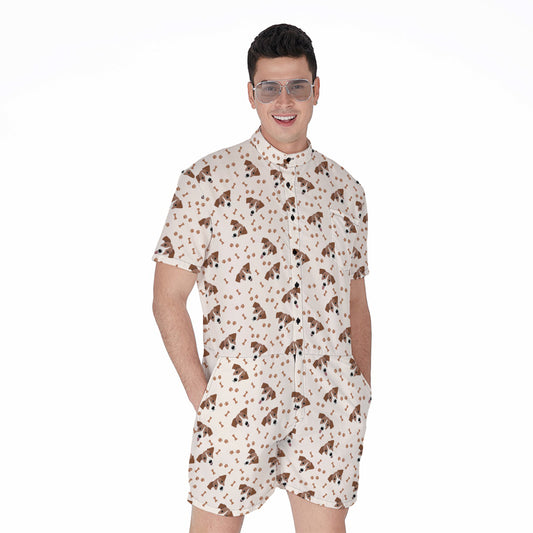 Jack Russell Terrier And Bone Print Men's Rompers