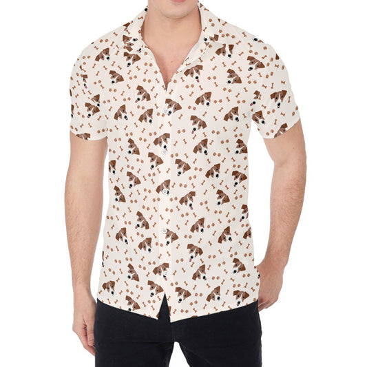 Jack Russell Terrier And Bone Print Men's Shirt