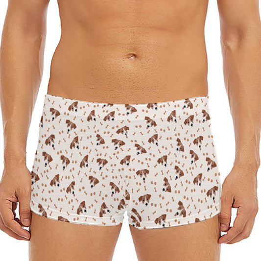 Jack Russell Terrier And Bone Print Men's Short Boxer Briefs