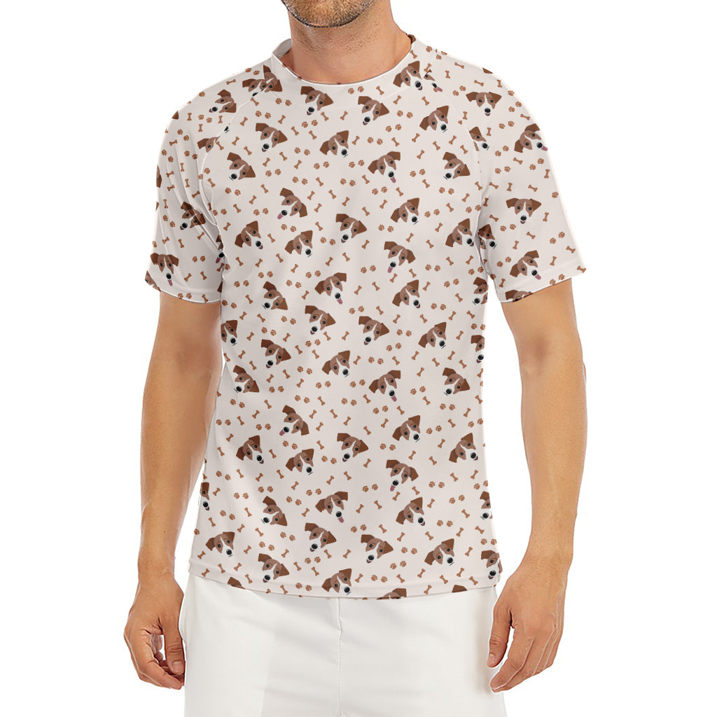 Jack Russell Terrier And Bone Print Men's Short Sleeve Rash Guard