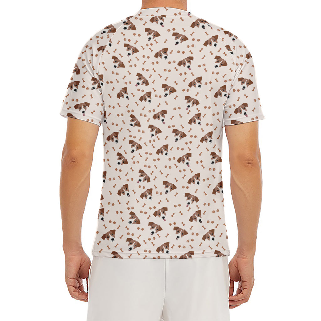 Jack Russell Terrier And Bone Print Men's Short Sleeve Rash Guard