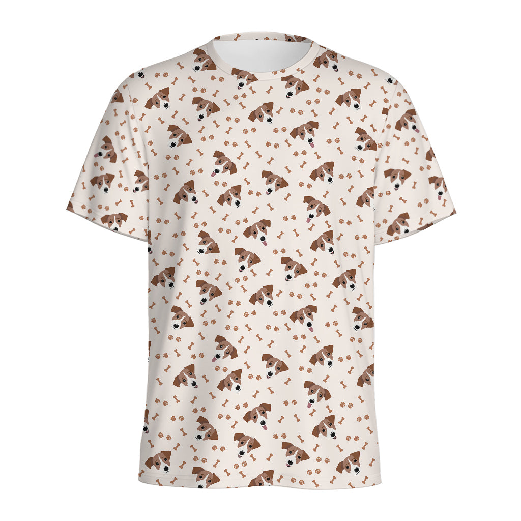Jack Russell Terrier And Bone Print Men's Sports T-Shirt