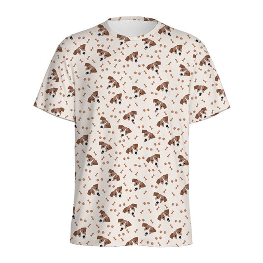 Jack Russell Terrier And Bone Print Men's Sports T-Shirt