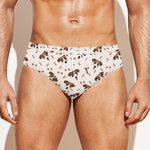 Jack Russell Terrier And Bone Print Men's Swim Briefs