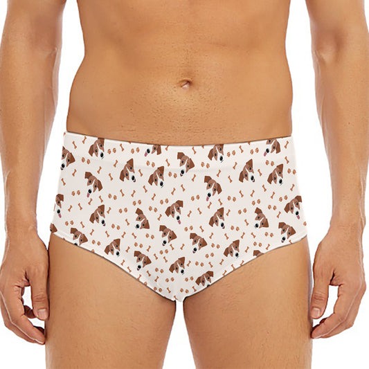 Jack Russell Terrier And Bone Print Men's Triangle Swim Briefs