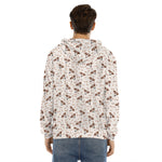 Jack Russell Terrier And Bone Print Men's Velvet Pullover Hoodie