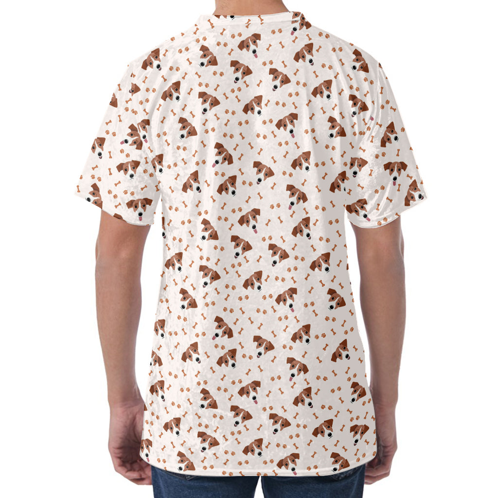 Jack Russell Terrier And Bone Print Men's Velvet T-Shirt