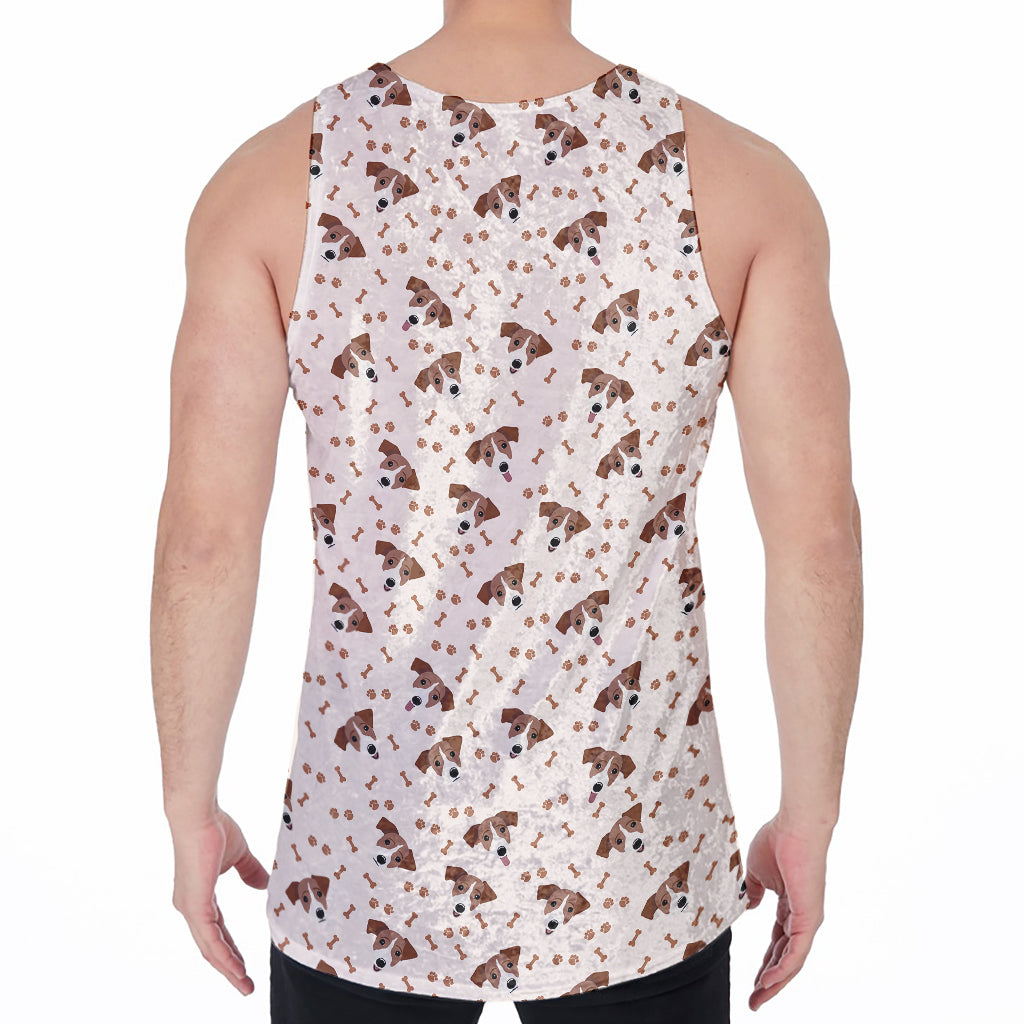 Jack Russell Terrier And Bone Print Men's Velvet Tank Top