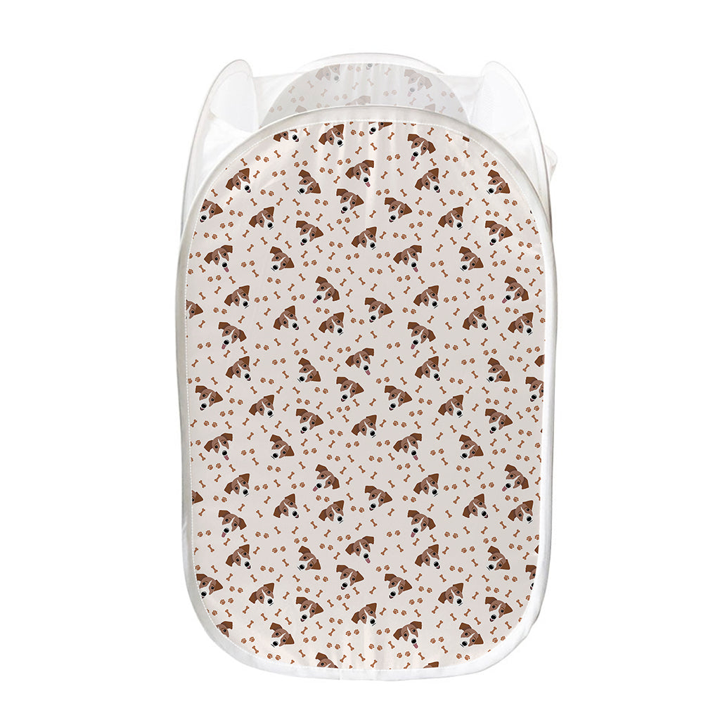 Jack Russell Terrier And Bone Print Mesh Laundry Hamper