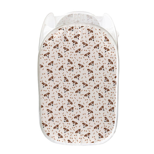 Jack Russell Terrier And Bone Print Mesh Laundry Hamper