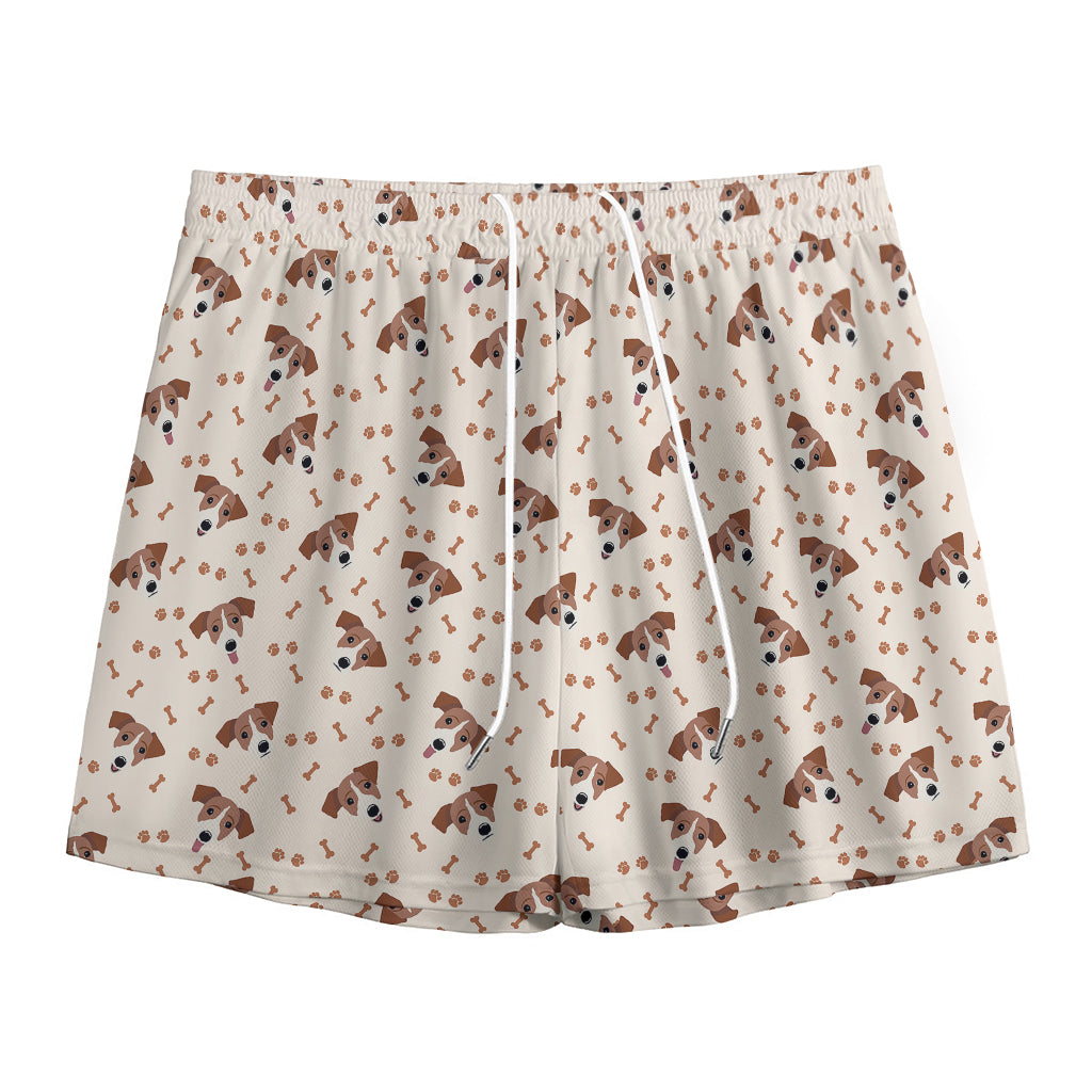 Jack Russell Terrier And Bone Print Mesh Shorts