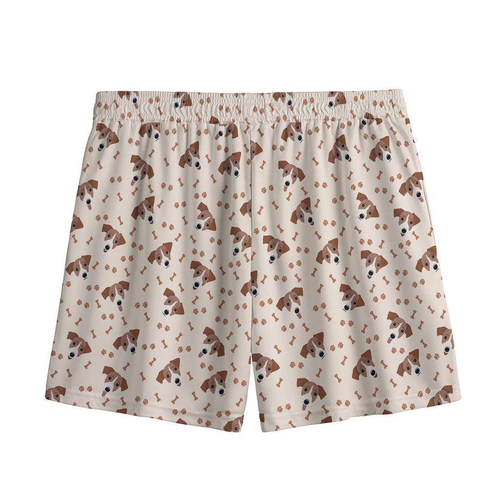 Jack Russell Terrier And Bone Print Mesh Shorts