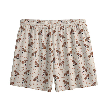 Jack Russell Terrier And Bone Print Mesh Shorts