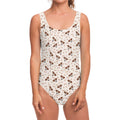 Jack Russell Terrier And Bone Print One Piece Swimsuit