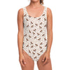 Jack Russell Terrier And Bone Print One Piece Swimsuit