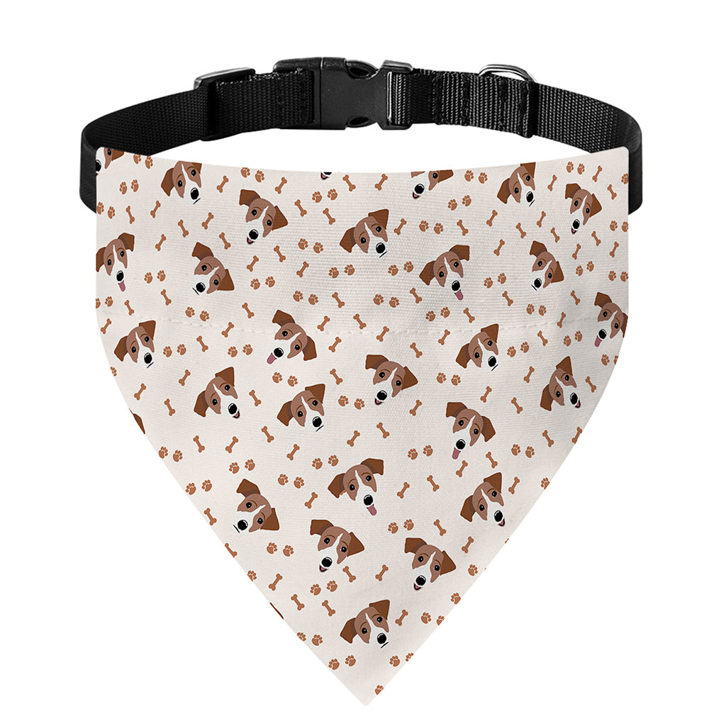 Jack Russell Terrier And Bone Print Over The Collar Dog Bandana