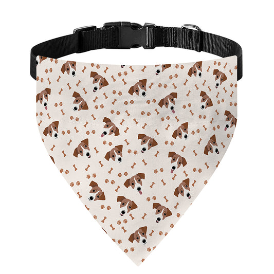 Jack Russell Terrier And Bone Print Over The Collar Dog Bandana