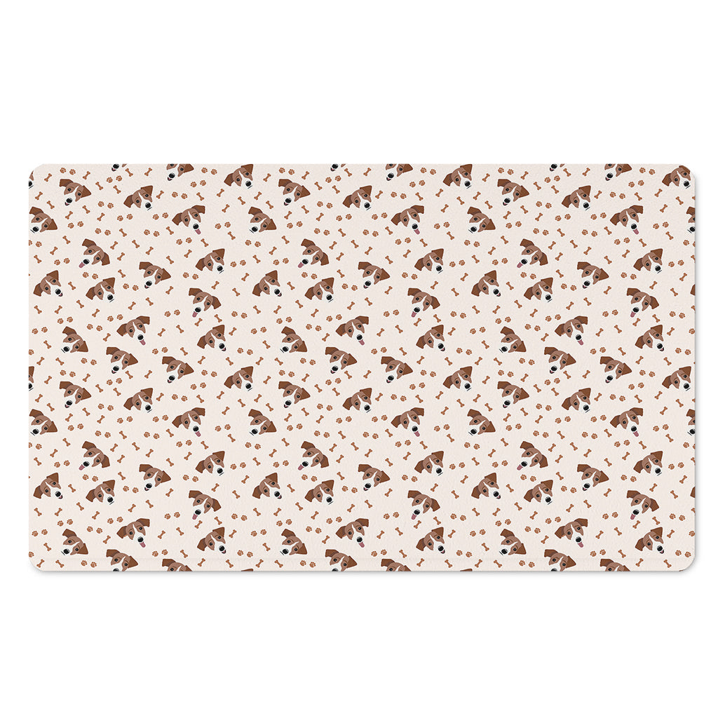 Jack Russell Terrier And Bone Print Polyester Doormat