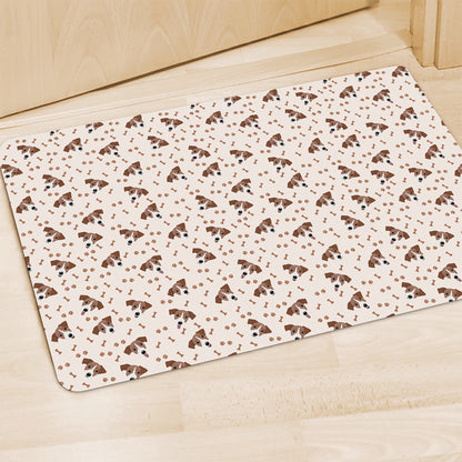 Jack Russell Terrier And Bone Print Polyester Doormat
