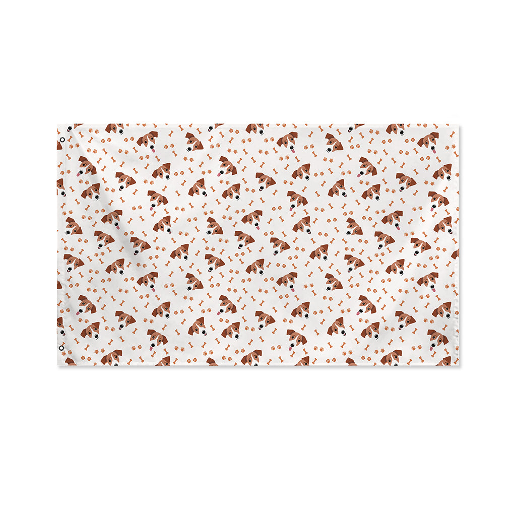 Jack Russell Terrier And Bone Print Polyester Flag