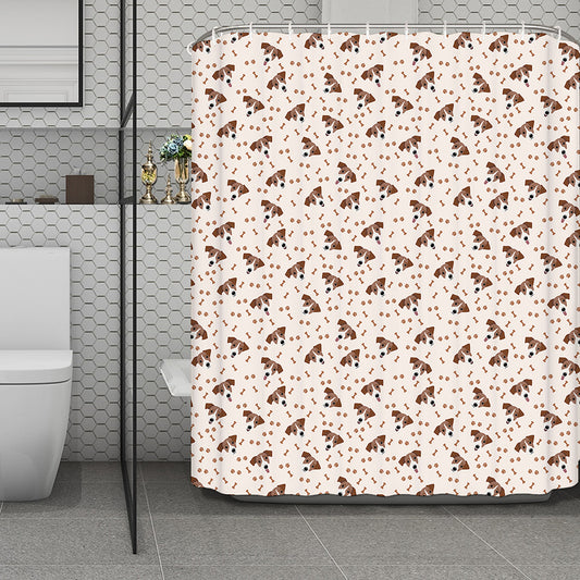Jack Russell Terrier And Bone Print Polyester Shower Curtain