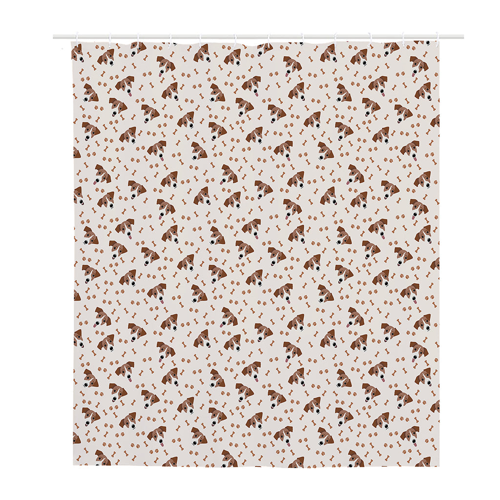 Jack Russell Terrier And Bone Print Polyester Shower Curtain