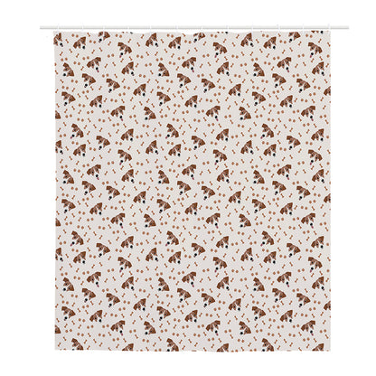 Jack Russell Terrier And Bone Print Polyester Shower Curtain