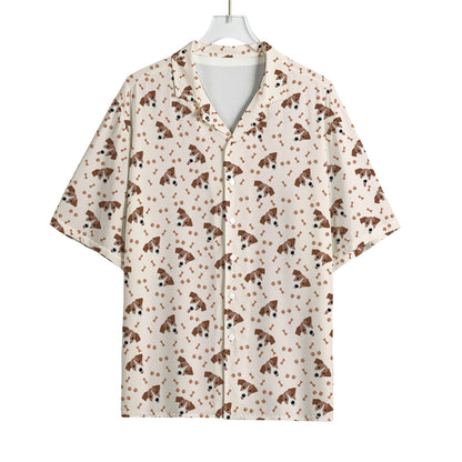 Jack Russell Terrier And Bone Print Rayon Hawaiian Shirt
