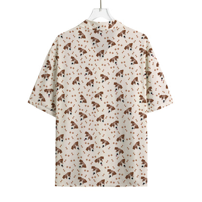 Jack Russell Terrier And Bone Print Rayon Hawaiian Shirt