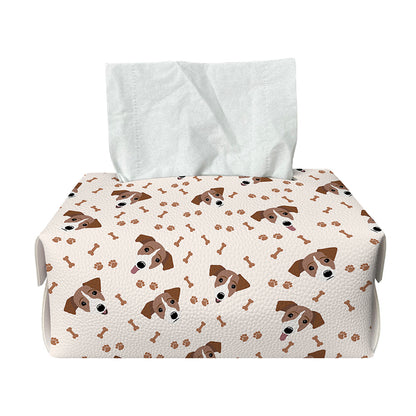 Jack Russell Terrier And Bone Print Rectangle Tissue Box Cover