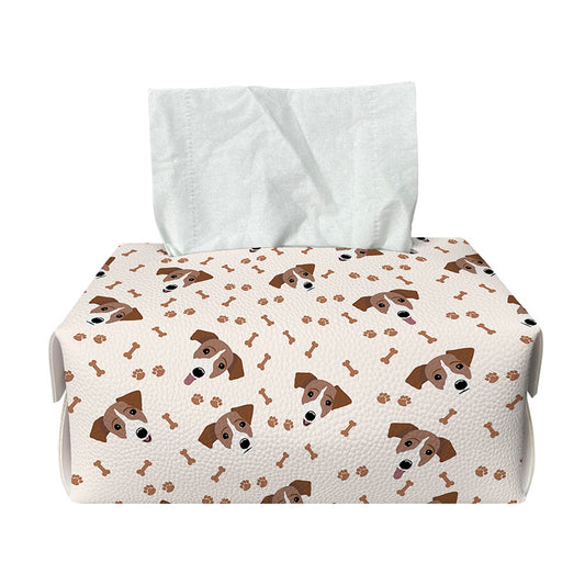 Jack Russell Terrier And Bone Print Rectangle Tissue Box Cover