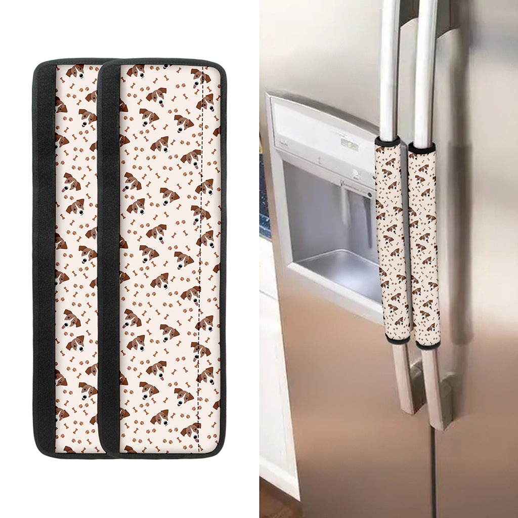 Jack Russell Terrier And Bone Print Refrigerator Handle Covers