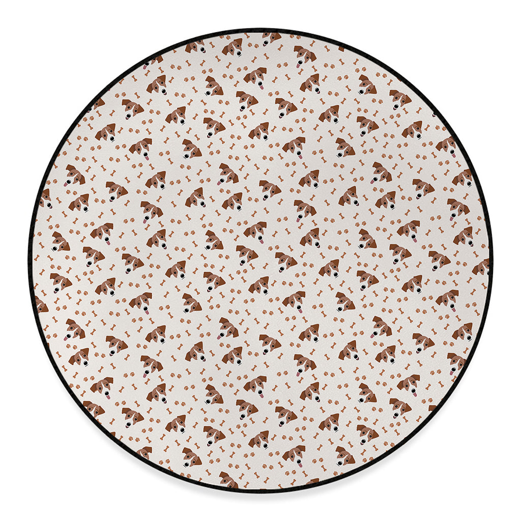 Jack Russell Terrier And Bone Print Round Floor Mat
