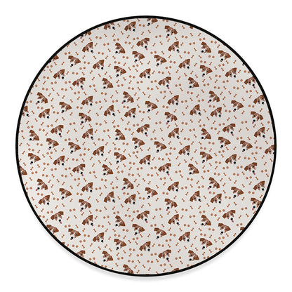 Jack Russell Terrier And Bone Print Round Floor Mat