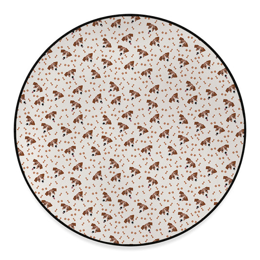 Jack Russell Terrier And Bone Print Round Floor Mat