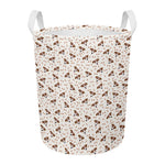 Jack Russell Terrier And Bone Print Round Laundry Basket
