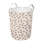 Jack Russell Terrier And Bone Print Round Laundry Basket